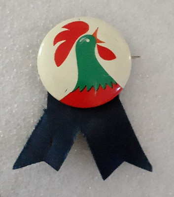 Kellogg's Corny the Rooster Corn Flakes Cereal Button Pin Ribbon NOS New 1960s