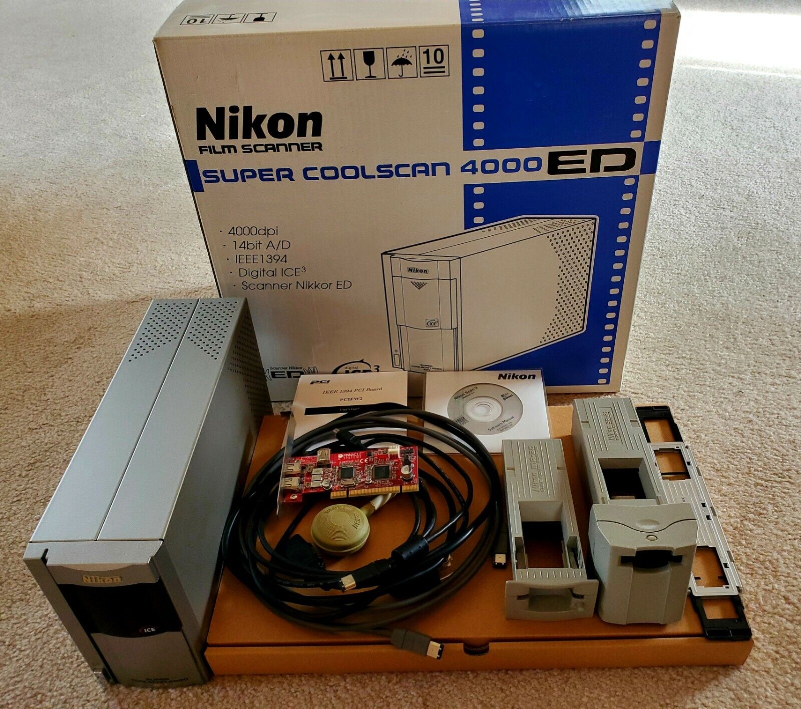 MINT Nikon Coolscan 4000 scanner with all accessories and upgraded IEEE1394 card
