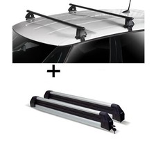 Skiträger Silver Ice + Dachträger EVO Stahl für Skoda Citigo 5 Türer ab 2012