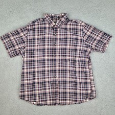 Eddie Bauer Shirt Mens XXL Black Red Classic Fit Button Down Plaid Short Sleeve
