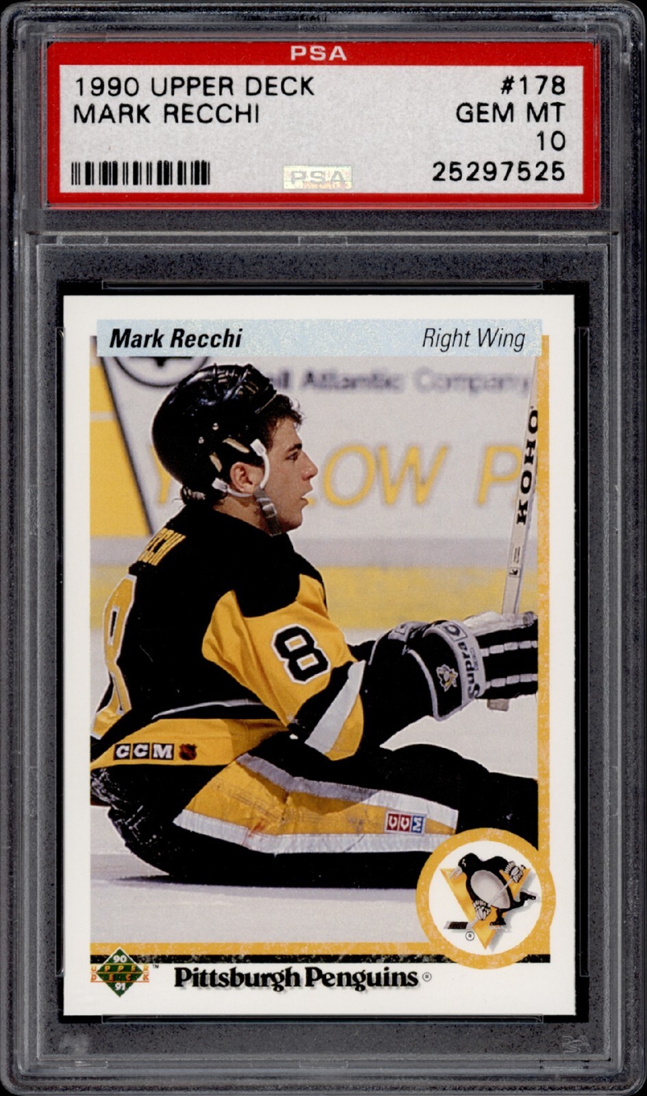 1990 UPPER DECK #178 MARK RECCHI ROOKIE CARD PSA 10 GEM MINT