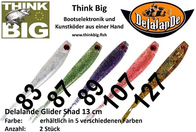  Delalande Glider Shad 13 cm, 2 Stück, in 5 Farben, Top für Zander & Barsch  
