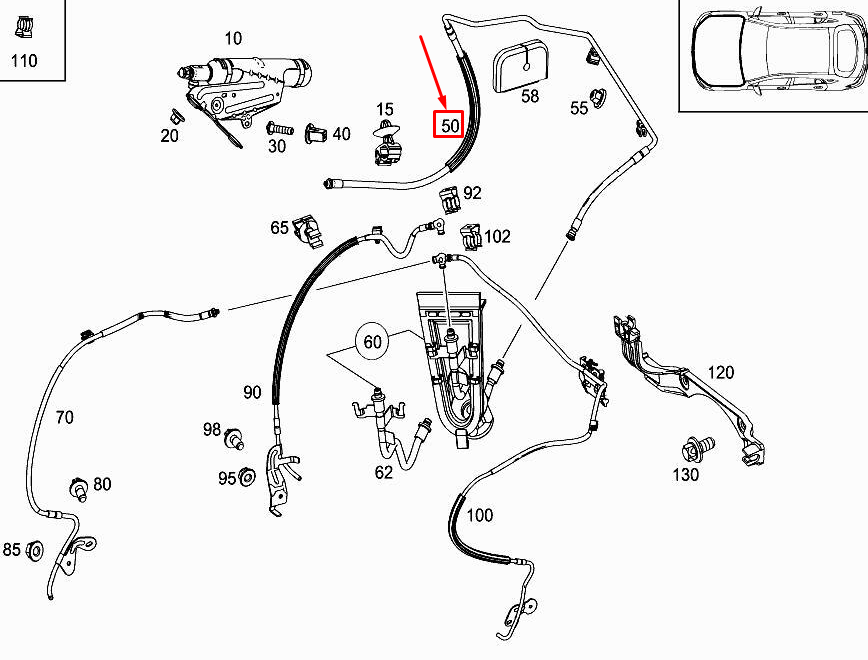 MERCEDES-BENZ GLC X253 From Reservoir To T-Fitting Pipe A2538307601
