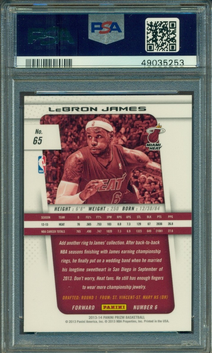 2013-14 PANINI PRIZM LEBRON JAMES #65 PSA 10 | eBay