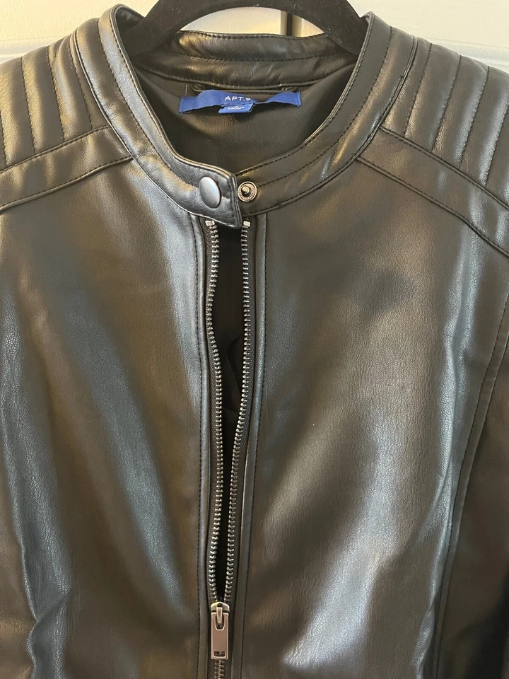Brand New Apt 9 Mineral Black Faux Biker Leather Zipper Jacket - Image 3 of 4