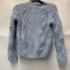 Freshman Womens Juniors M Halogen Blue Fuzzy Cable Knit Sweater NWD CA46