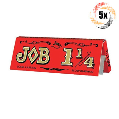 5x Packs Job Orange Slow Burning 1 1/4 | 24 Papers Per Pack | + 2 Rolling Tubes!