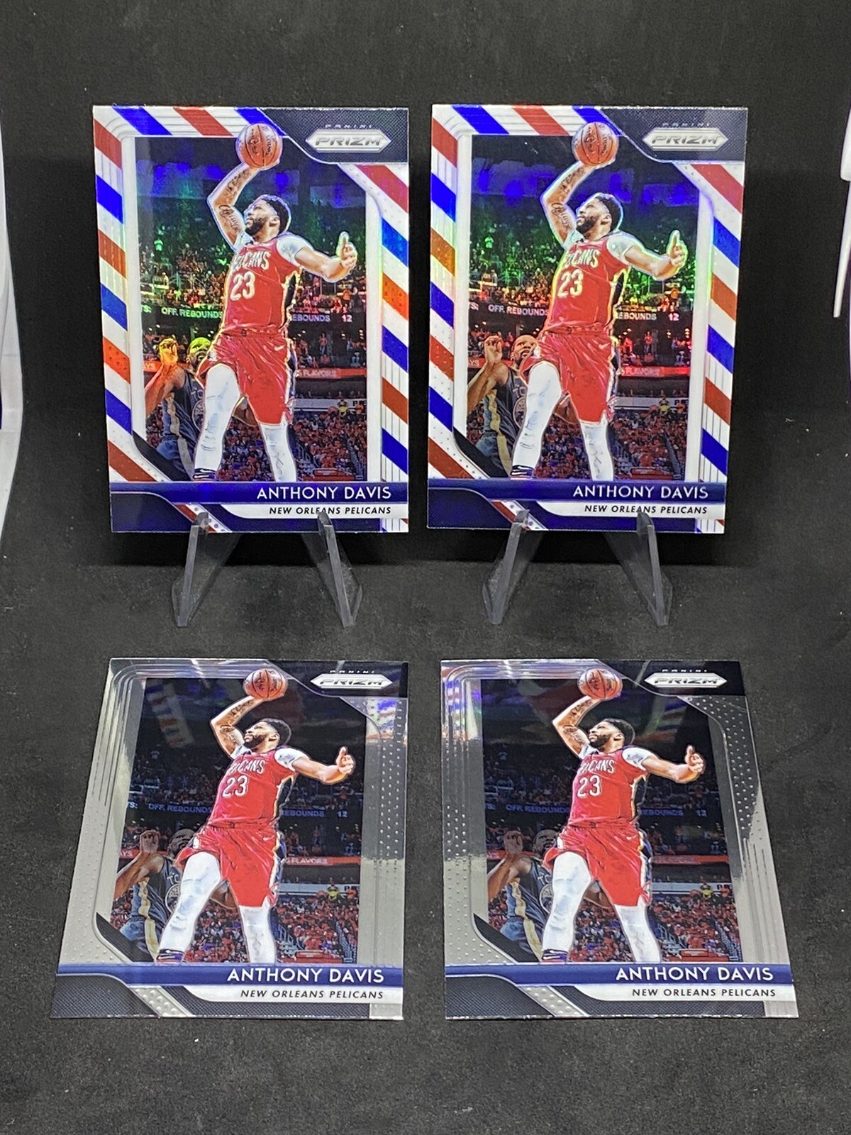 Anthony Davis 4 Card Lot 2018-19 Prizm NBA 2x RWB #177, 2x Base. Pelicans Lakers
