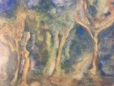 Beautiful Gouache Painting Paper Forest Tree Surrealism Expressionism Early 20th