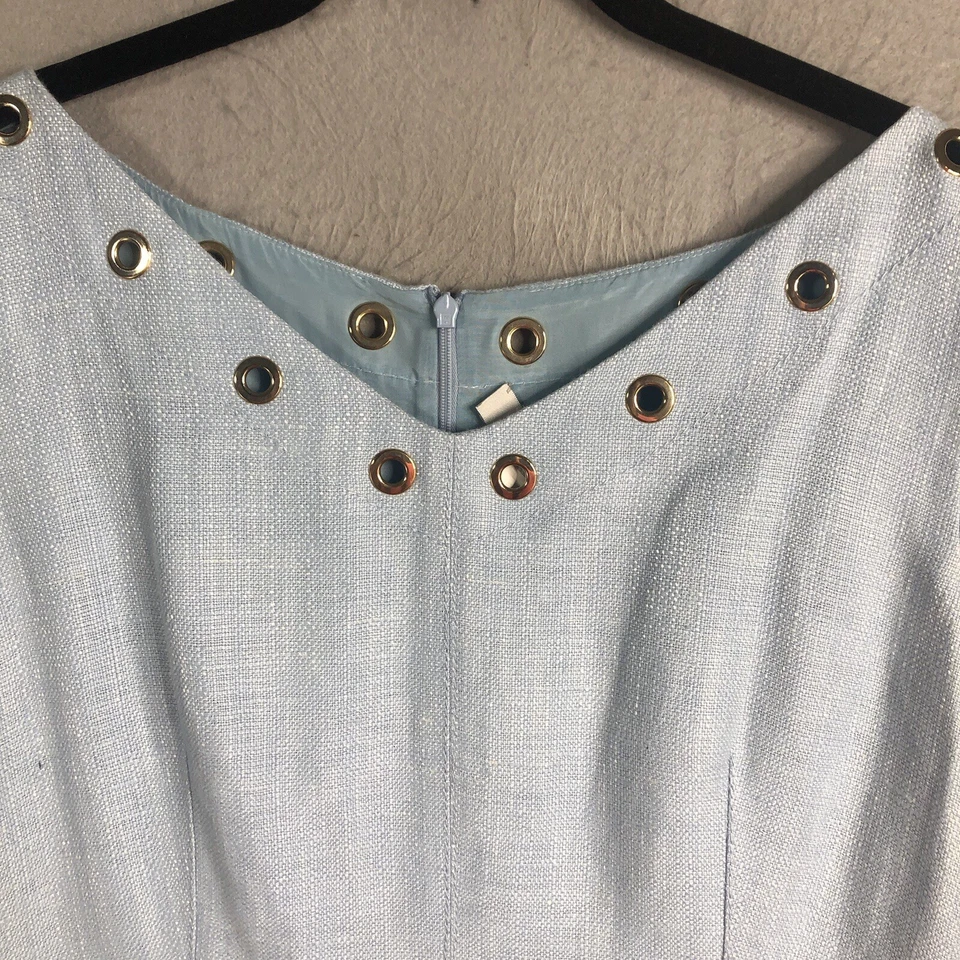 Платье женское Max Mara 12 США синее льняное льняное Италия 42 люверса дизайнерское мероприятие - Изображение 4 из 4