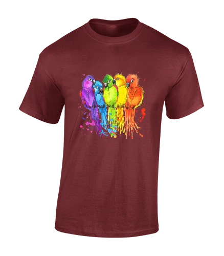 Paintsplash Parrot Cool Animal Lover Fashion Design Unisex T-Shirt - Picture 5 of 9