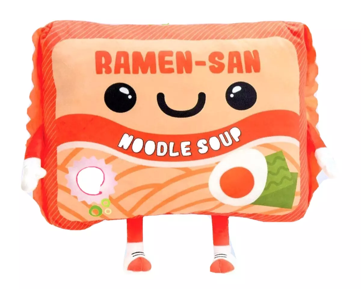 Top Ramen-San Cup of Noodle Soup Fiesta Plush Pillow Giant 24” x 18” Soft  Red