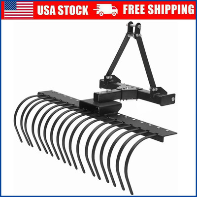 50'' Landscape Rake, 3 Point Hitch Tractor Rake Fit for Category-0 Cat-1 Tractor