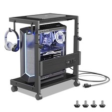 Computer Tower Stand with Charge Station and USB Charging Port - 17.32" Black