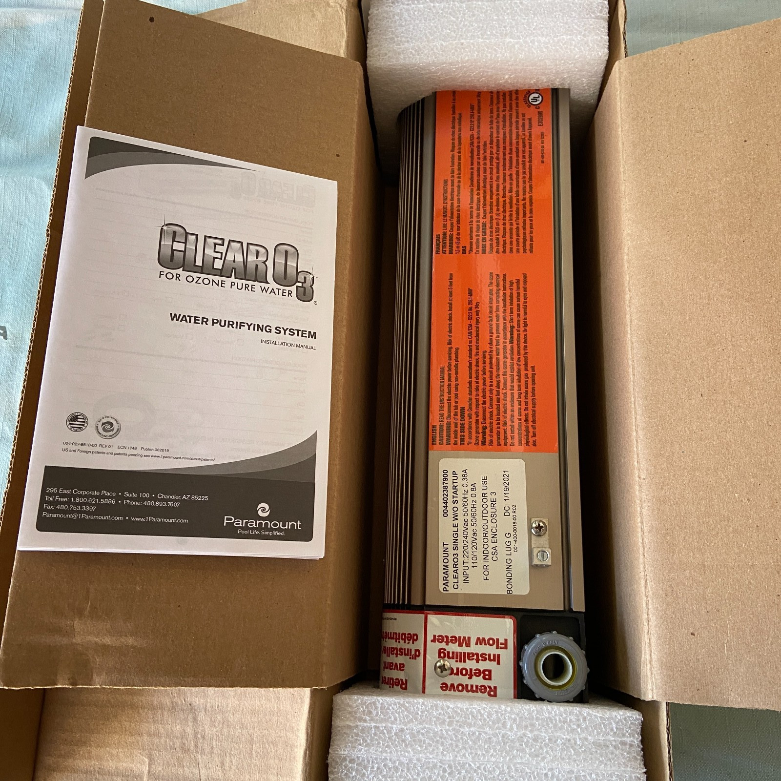 New Open Box Paramount Clear 03 Ozone System 004402387900 Wa