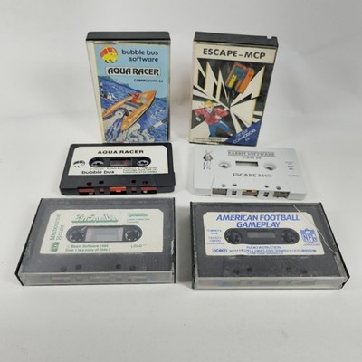 Commodore 64 Spiele Lot Escape MCP Aqua Racer ZinSalaBin Kassette Konvolut