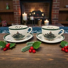 Spode China Christmas Tree S3324 2 Cups and 2 Saucers Tea Coffee Cups