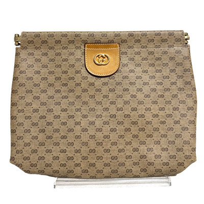 GUCCI Micro GG PVC Clutch Bag Beige Authentic