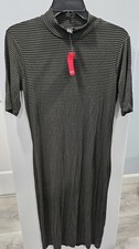 Y2K VINTAGE Forever 21 Black/Green Striped Bodycon Dress NWT Sz XL