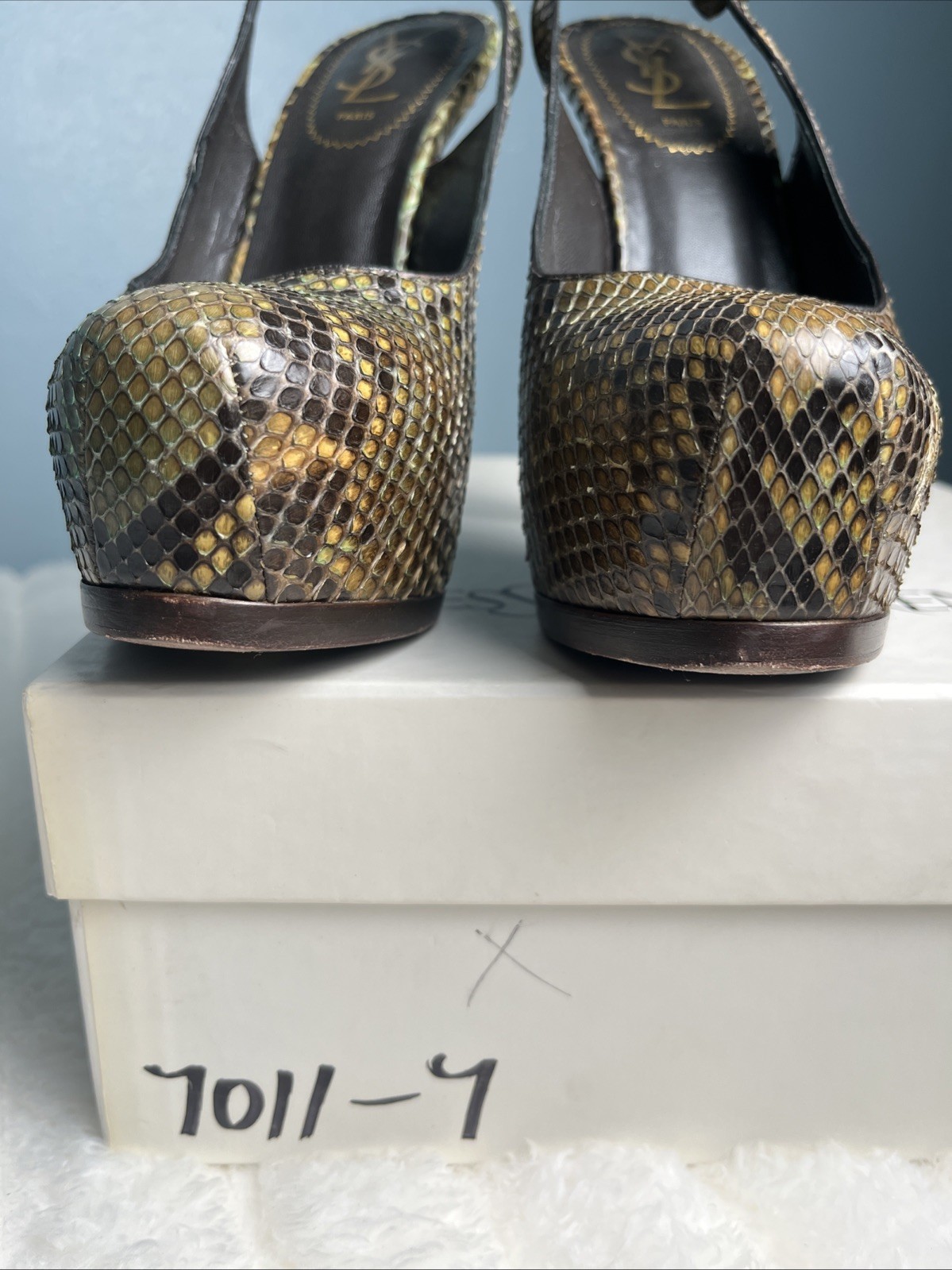 YSL Yves Saint Laurent Python Platform Heels 37 S… - image 10