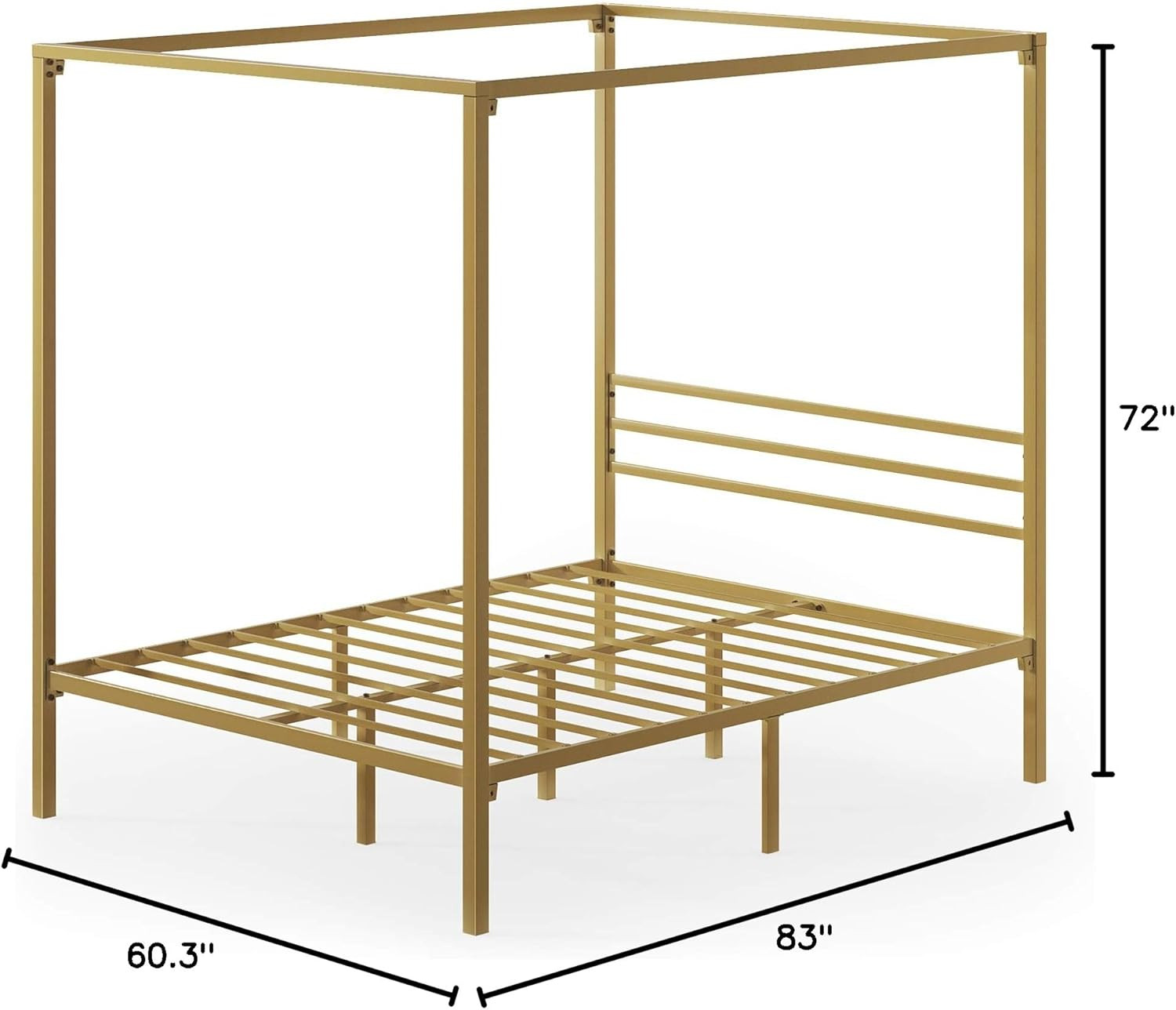 Patricia Gold Metal Canopy Bed Frame, Queen, Easy Assembly, No Box Spring