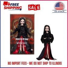 Monster High x Wednesday Collectible Doll, Morticia Addams in Black Velvet Dress