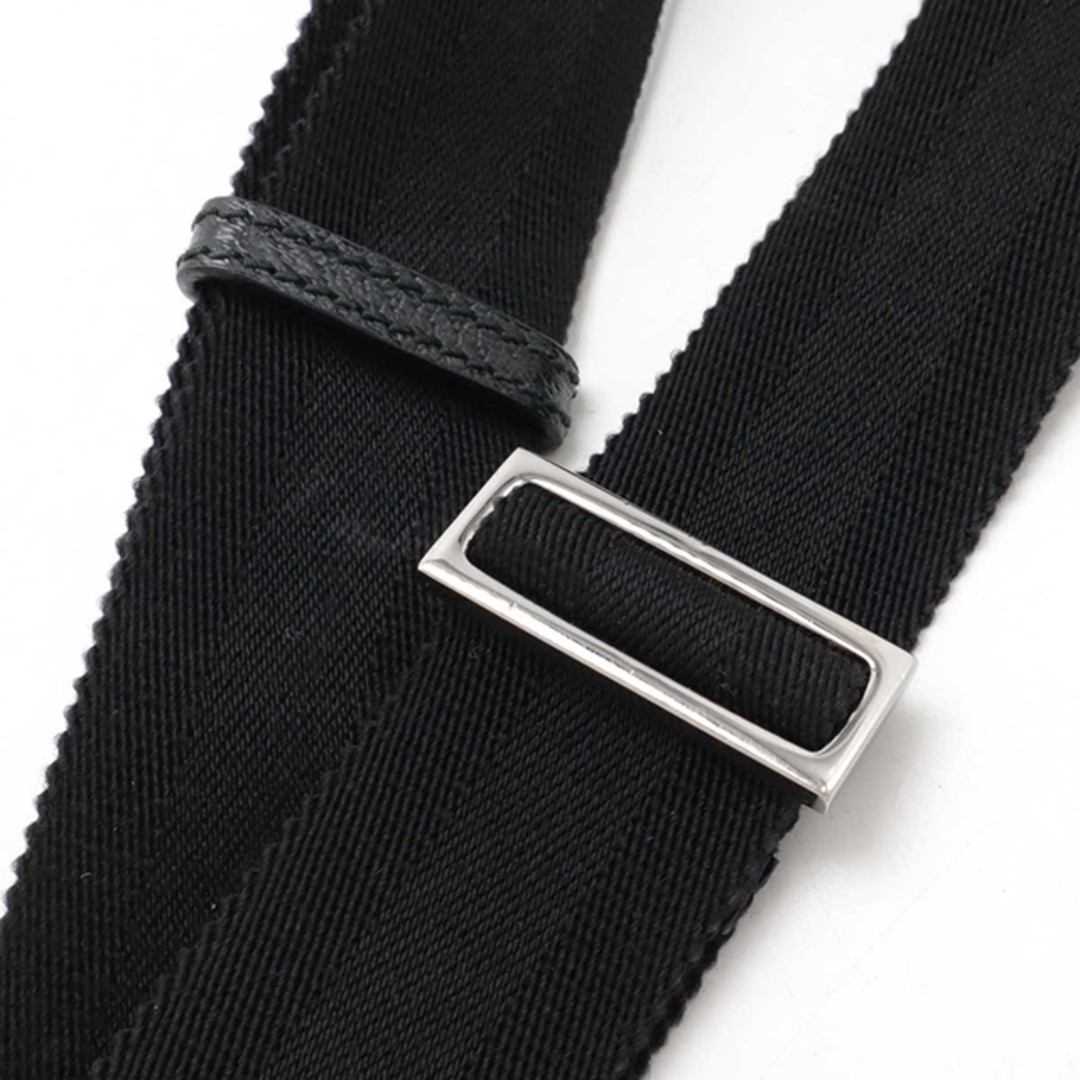 GUCCI GG Canvas Shoulder Bag Crossbody Black Leather Silver Hardware Used thumbnail 5