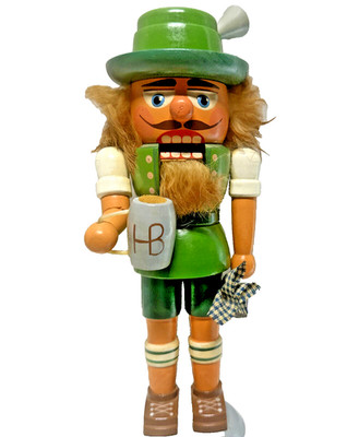 Vtg ERZGEBlRGE 10.5'' Nutcracker Green Bavarian HB Beer Stein Drinker