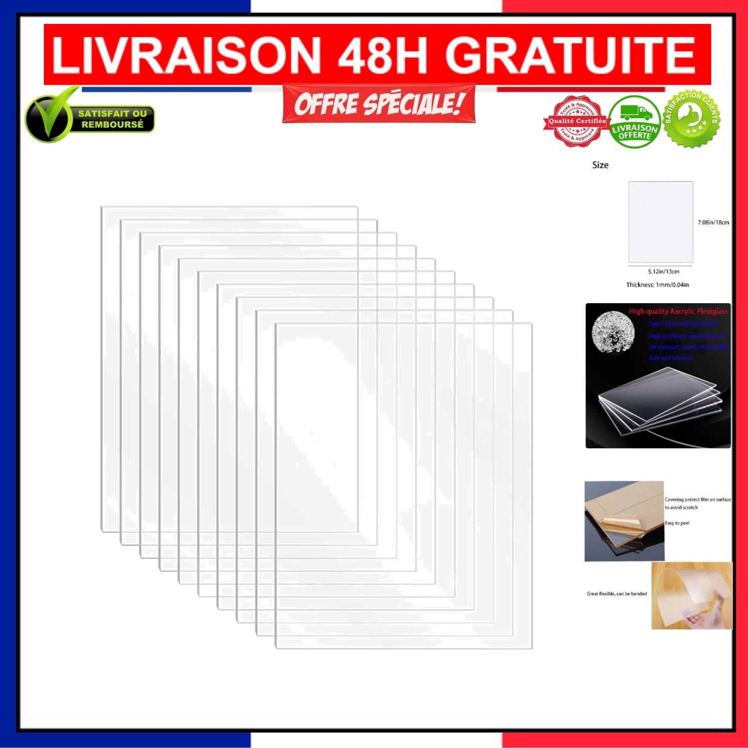 Plaques acryliques transparentes contre le bris de verre en encadrement