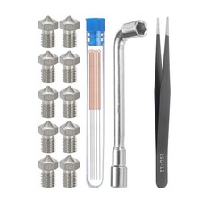3D Nozzles Kit, 10pcs 3D Printer Stainless Steel Nozzles 0.5mm, Cleaning Needles