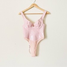 House of CB SMALL Kezia pink vinyl faux patent leather sleeveless bodysuit