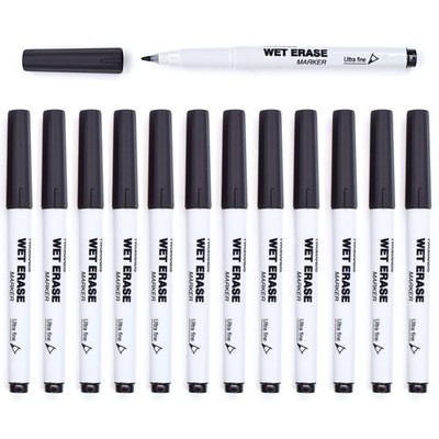 TWOHANDS Wet Erase Markers Ultra Fine Tip,0.7mm,Low Odor,Extra Black