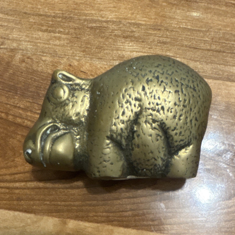 Brass Hippopotamus Figurine Collectible, Small Approx 3 in Long