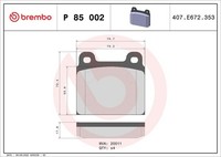 Brembo Bremsbelagsatz, Scheibenbremse P 85 002 FüR Porsche VW