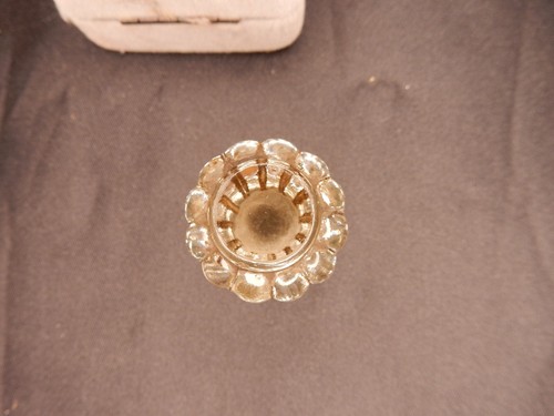 Antique One Inch Diameter Glass and Brass Flower Drawer Pull - Picture 8 of 8