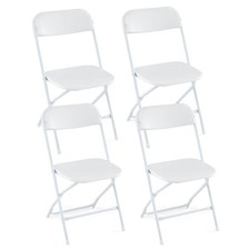 4 Pack Metal Folding Chairs w/ Plastic Seat  Back Heavy-Duty Metal Frame