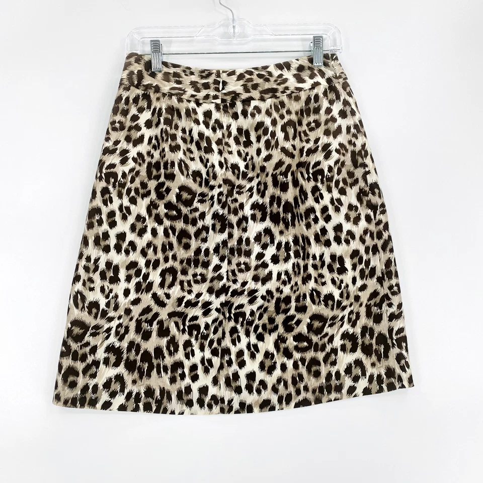 Falda para mujer Banana Republic talla 0 estampado animal leopardo 100 % seda marrón safari Foto 3 de 4
