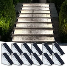 LED Solar Step Lights Waterproof Outdoor Stair Lights, Solar Deck Light Outdo...