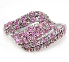 1CT Treated Pink Sapphire White Topaz 925 Sterling Silver Ring Sz 9,7 MB4