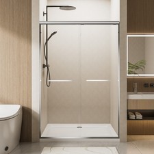56"-60" W x 72" H Chrome Aluminum Frame Double Sliding Shower Door with 1/4"