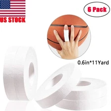6 Rolls 0.6in*11 Yard White Athletic Tape Sports Wrap Breathable Easy Tear