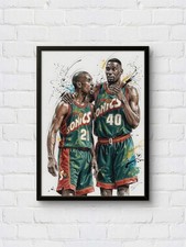Gary Payton & Shawn Kemp Seattle Sonics Baske...