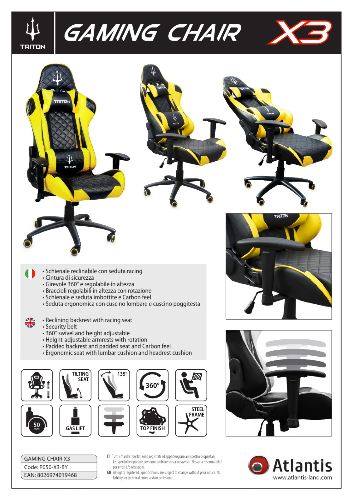 Gaming Chair Triton modello X3.