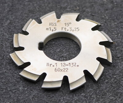 DOLD Zahnformfräser m= 1,5mm No. 1 für Z= 12-13 EGW 15° gear profile cutter