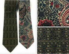 Geoffrey Beene Mens Silk Tie Abstract Squares Paisley Lot of 2