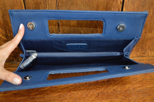 Womens CHARMING CHARLIES Navy Blue Silver Studded Clutch Handbag NEW - Picture 4 of 6