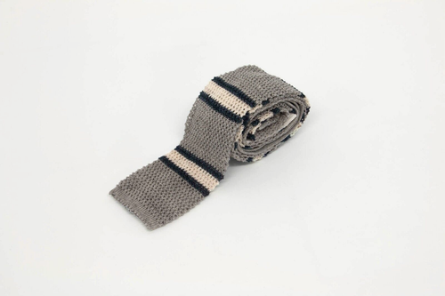 NWT Brunello Cucinelli Men's Linen-Cotton Stripe Print Knit Necktie A248