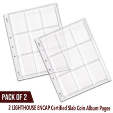 NEW Certified Coin Pages Lighthouse Encap Graded Slab Album 2 Sheets NGC PCGS GP