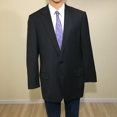 Ermenegildo Zegna Traveller Blazer Sz 44L Black Pinstripe Ermenegildo Zegna Traveller Blazer Sz 44L Black Pinstripe