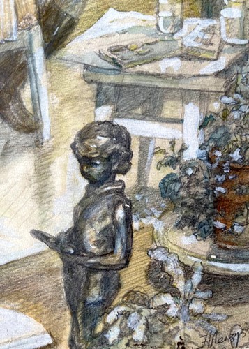Original Portrait Children Figurative Painting Vintage Art Home Decor Artist - Picture 2 of 8